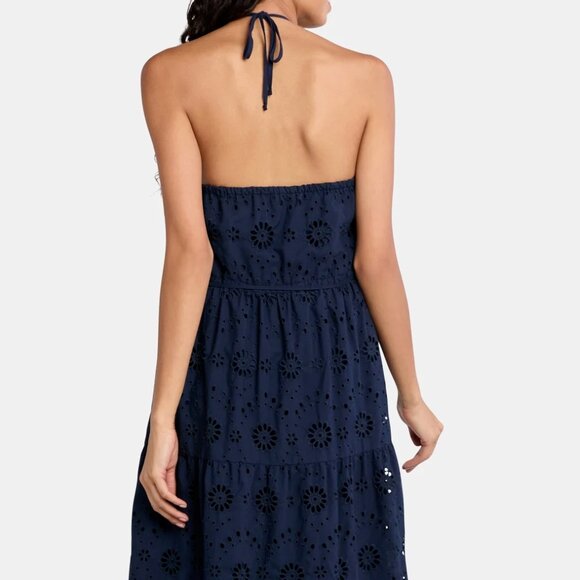EXCELLENT CONDITION, SZ M, Cotton Blend Eyelet Midi Sundress, Blue - Picture 2 of 3